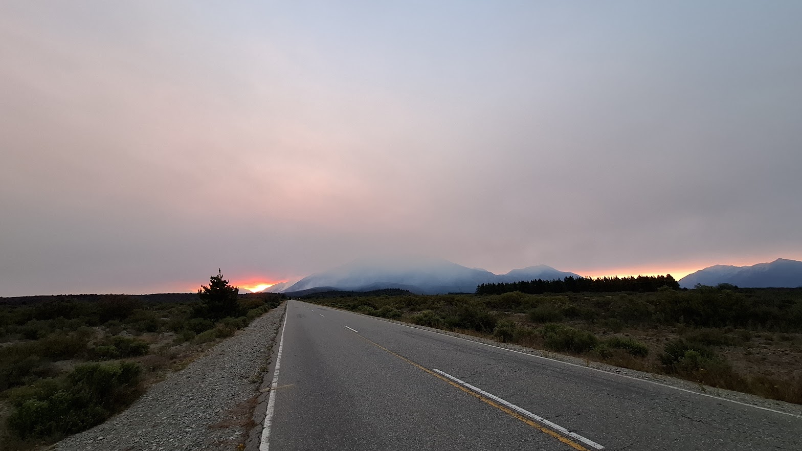 Patagonian highway at dusk