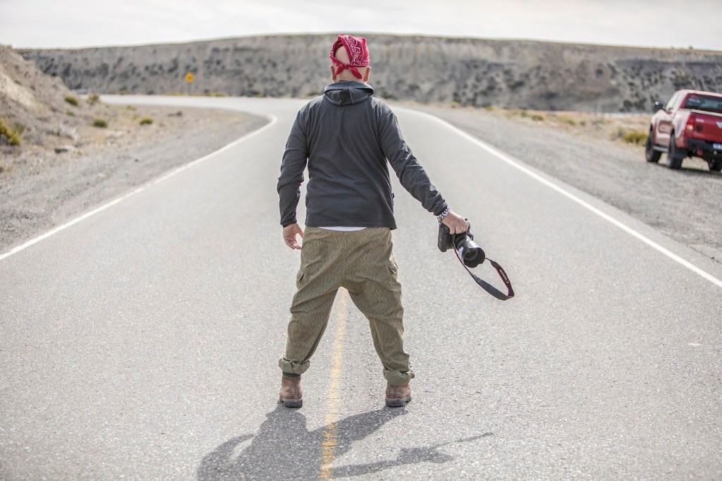 Photographer on a Patagonian road