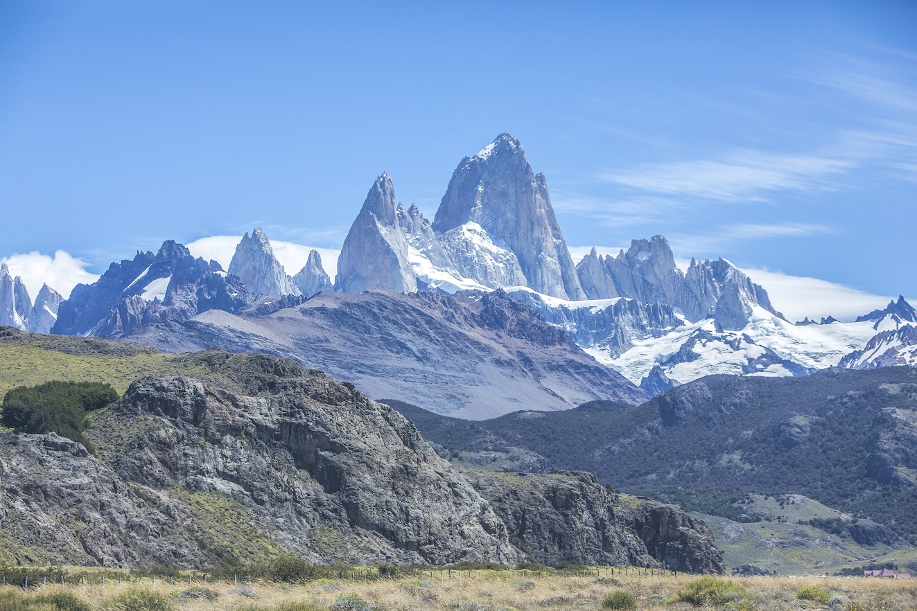 Fitz Roy massif above Patagonian steppe
